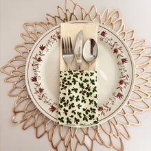 Load image into Gallery viewer, Christmas Themed Cutlery Holders (Pack of 6) - Cream Holly