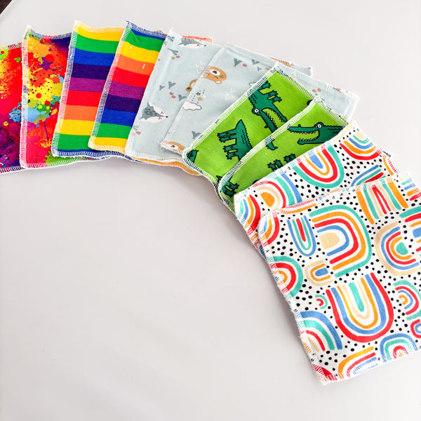 Reusable Baby Wipes (Pack of 10)- Boy - Rainbows