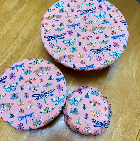 Reusable Cotton Bowl Covers – Set of 3 (XL, Large, Medium) - Butterflies