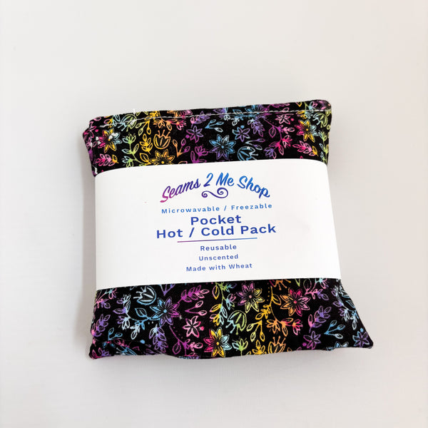 Pocket Warmers Hot Pack / Cold Packs - Small - Black Floral - Unscented