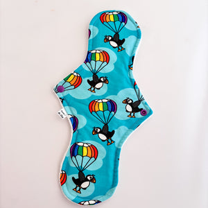 Premium Wrap Cloth Sanitary Pad (with Zorb®) -  13.5" - Puffins - Heavy