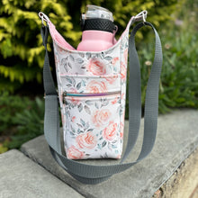 Load image into Gallery viewer, H20 - Water Bottle Shoulder Bag - Pink Floral Vinyl