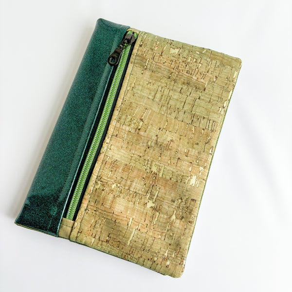 Fabric Notebook Cover A5 -  Green Cork