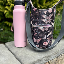 Load image into Gallery viewer, H20 - Water Bottle Shoulder Bag - Black Butterfly Vinyl