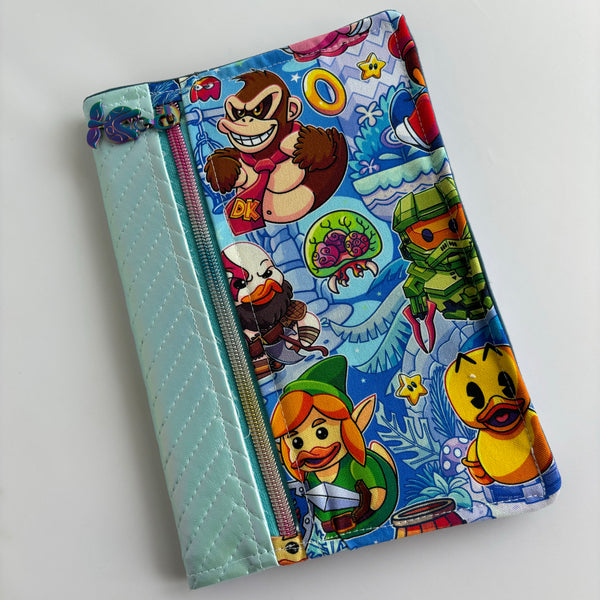 Fabric Notebook Cover A5 - Gamer ducks