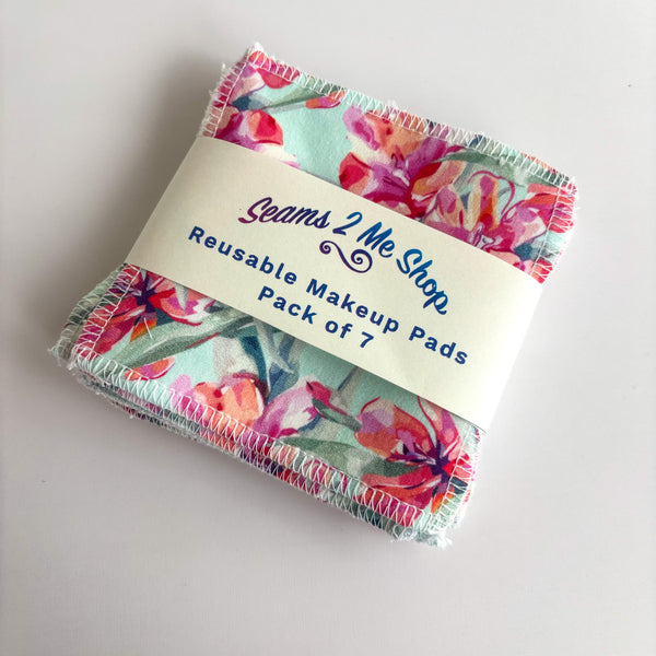 Reusable Makeup Remover Wipes (Pack of 7) -  Teal Floral