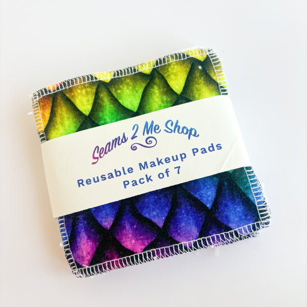 Reusable Makeup Remover Wipes (Pack of 7) -  Rainbow Dragon Scales