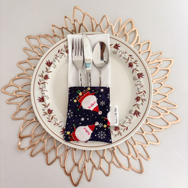Christmas Themed Cutlery Holders (Pack of 4) - Santa