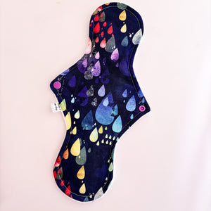 Premium Wrap Cloth Sanitary Pad (with Zorb®) -  13.5" - Rain Drops - Heavy