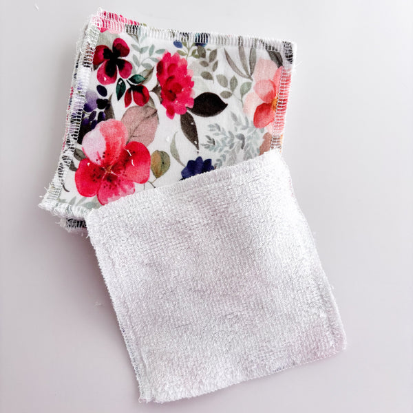 Reusable Makeup Remover Wipes (Pack of 7) -  White Floral