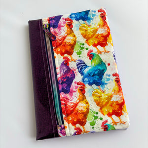 Fabric Notebook Cover A5 - Chickens