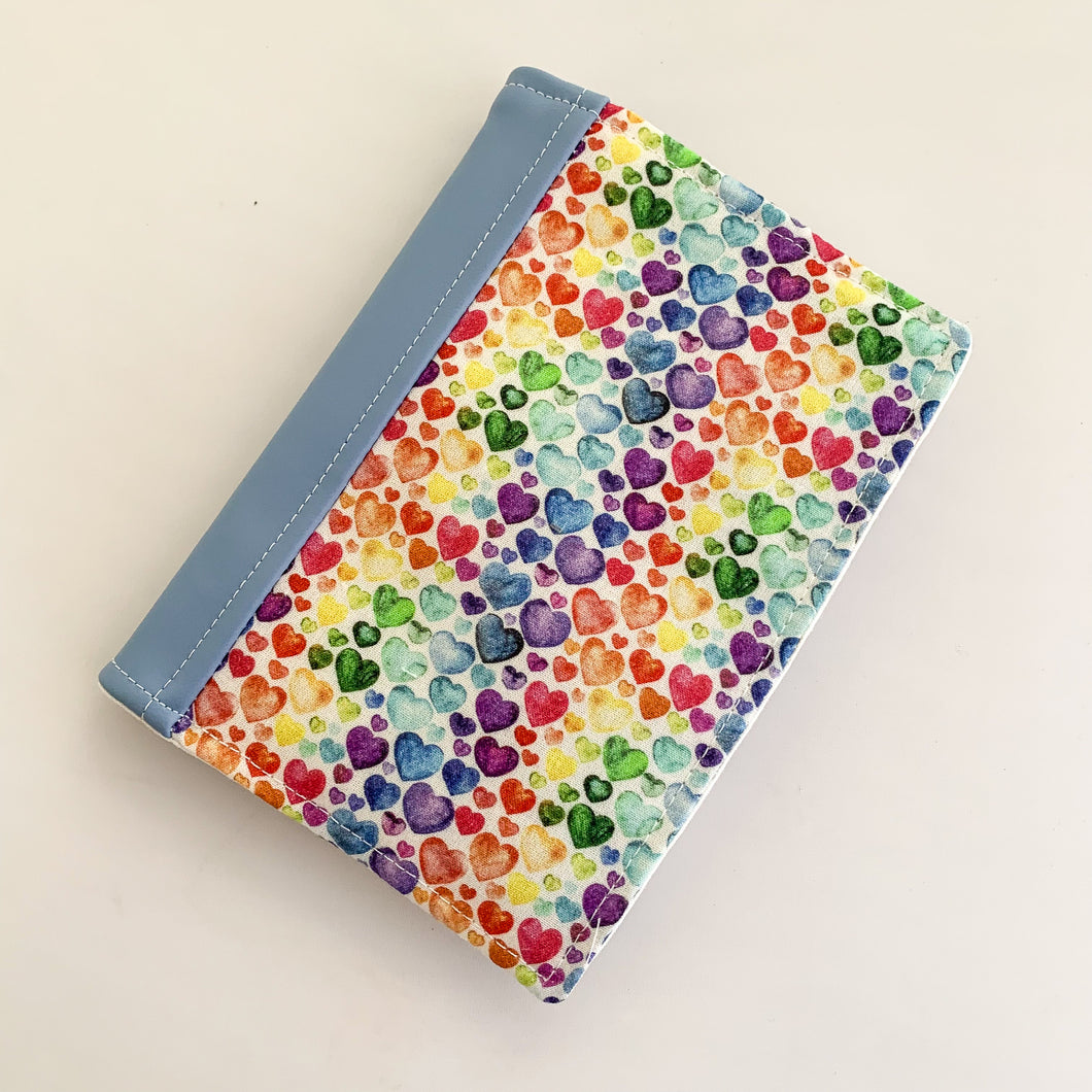Fabric Notebook Cover A6 - Rainbow Hearts
