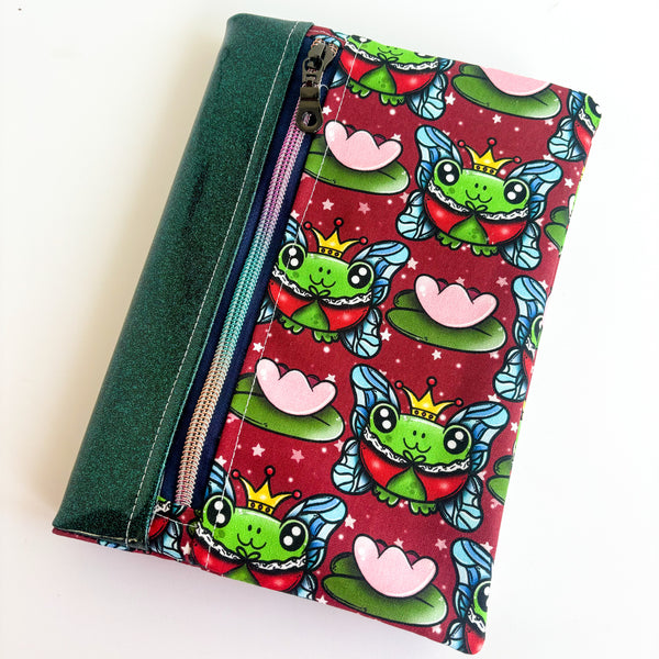 Fabric Notebook Cover A5 -  Froggies