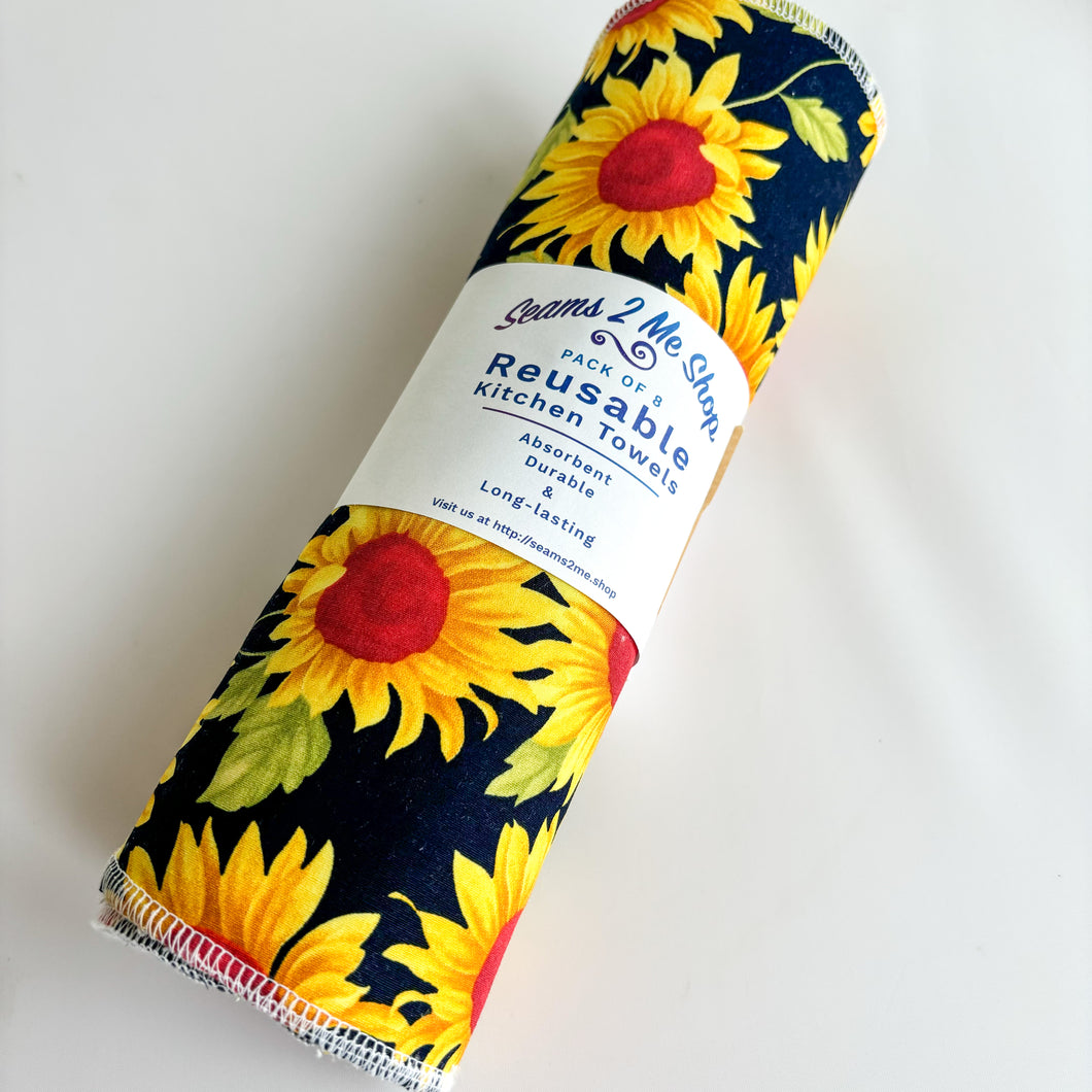 Reusable Kitchen Towels (Pack of 8) - Sunflowers