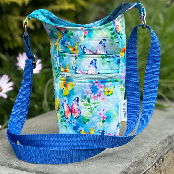 H20 - Water Bottle Shoulder Bag - Garden Butterflies