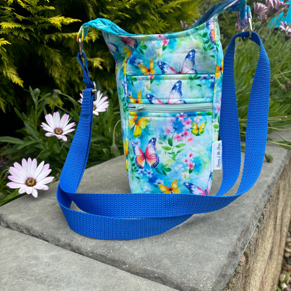 H20 - Water Bottle Shoulder Bag - Garden Butterflies