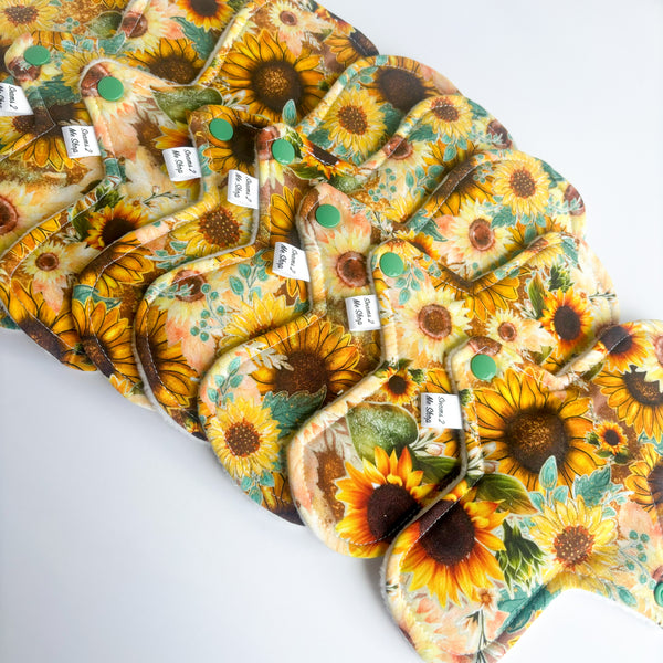 Premium Cloth Sanitary Pad (with Zorb®) -  8 -11” - Sunflowers