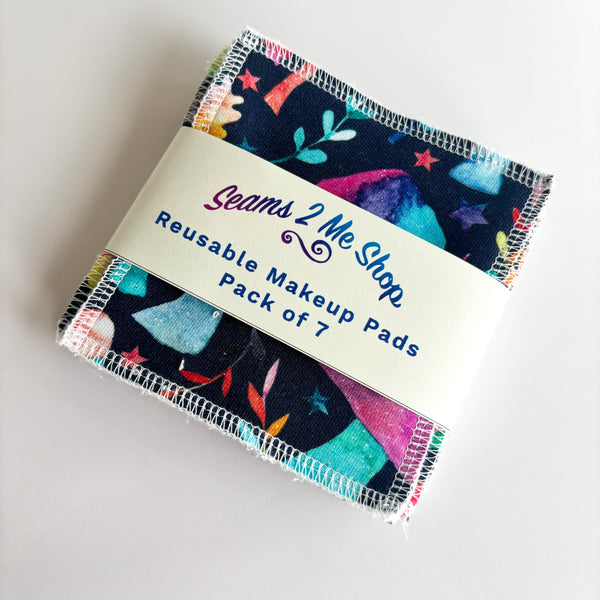 Reusable Makeup Remover Wipes (Pack of 7) -  Rainbow Mushrooms