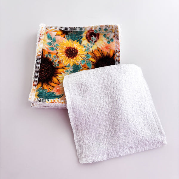 Reusable Makeup Remover Wipes (Pack of 7) -  Sunflowers