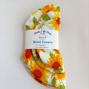 Reusable Cotton Bowl Covers – Set of 3 (XL, Large, Medium) - Sunflowers