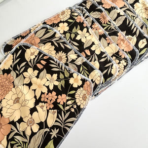 Reusable Kitchen Towels (Pack of 8) -Black Floral