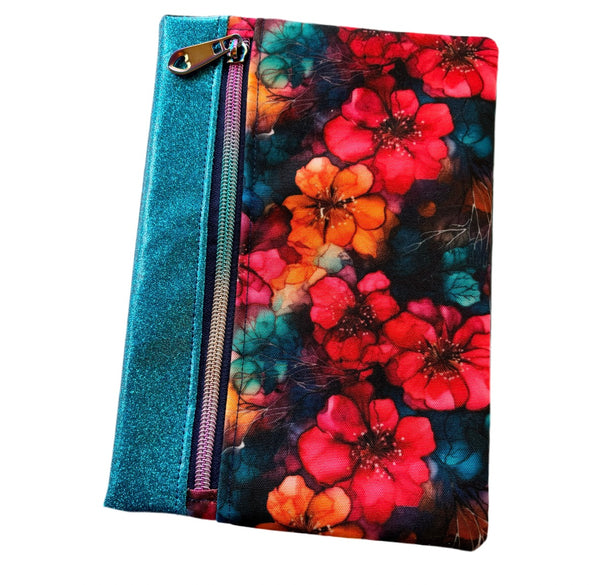 Fabric Notebook Cover A5 -  Watercolour flowers