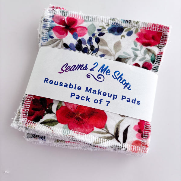 Reusable Makeup Remover Wipes (Pack of 7) -  White Floral