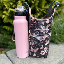 Load image into Gallery viewer, H20 - Water Bottle Shoulder Bag - Black Butterfly Vinyl