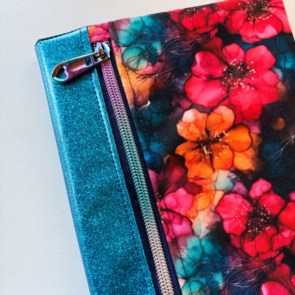 Fabric Notebook Cover A5 -  Watercolour flowers