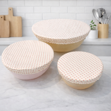 Load image into Gallery viewer, Reusable Cotton Bowl Covers – Set of 3 (XL, Large, Medium) - Polka dots