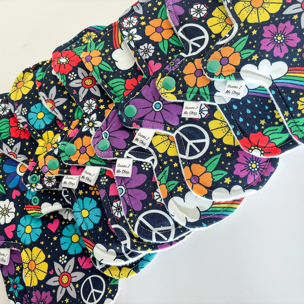 Premium Cloth Sanitary Pad (with Zorb®) -  8 -12" Peace Signs