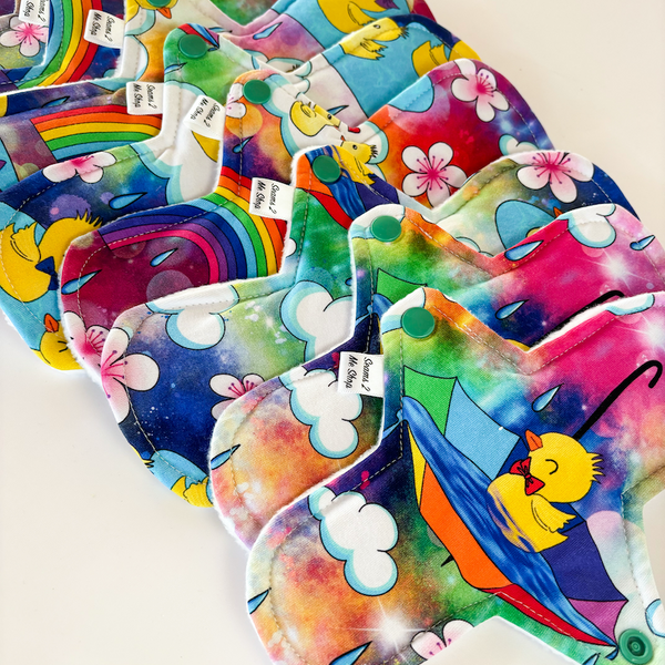 Premium Cloth Sanitary Pad (with Zorb®) -  8 -12" - Colourful Ducks