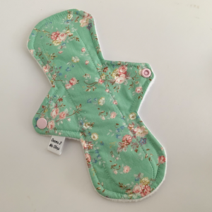 9" Standard Cloth Sanitary Pad - Green Floral - Heavy - Seams 2 Me Shop