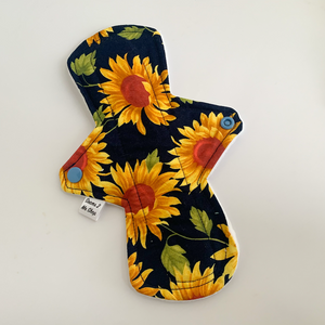 9" Standard Cloth Sanitary Pad - Sunflowers - Heavy - Seams 2 Me Shop