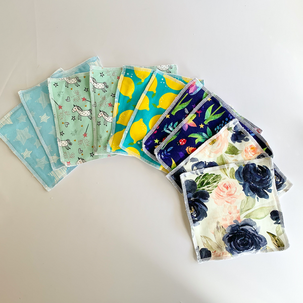 Reusable Baby Wipes (Pack of 10) Girl - Floral - Seams 2 Me Shop