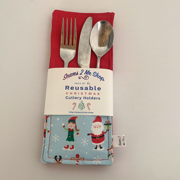 Christmas Themed Cutlery Holders (Pack of 6) - Elves - Seams 2 Me Shop