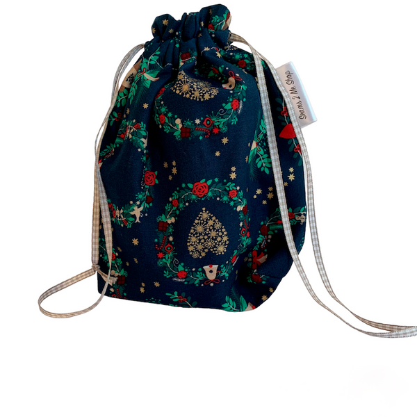 Reusable Christmas Gift Bag -Small - Hearts - Seams 2 Me Shop