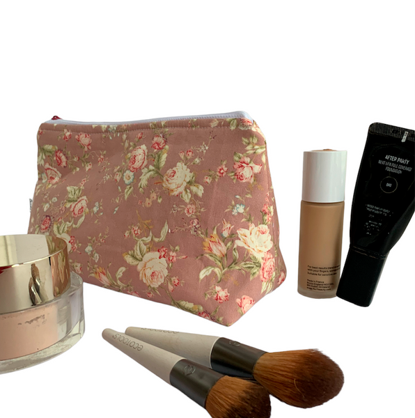 Makeup Bag - Vintage Pink Floral - Seams 2 Me Shop